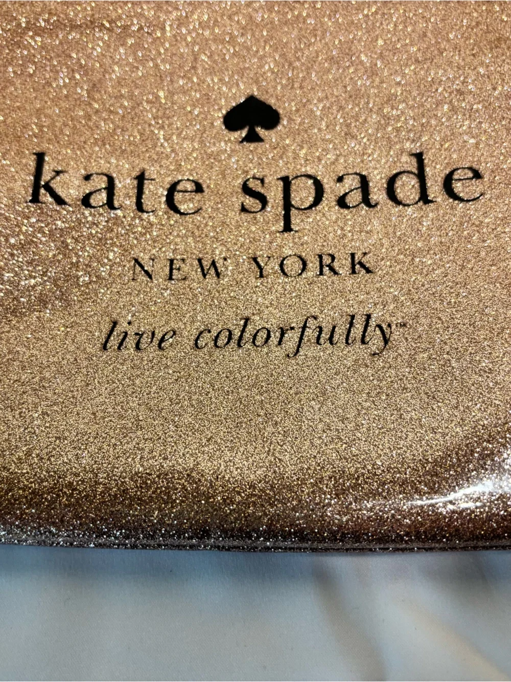 kate spade Rose Gold Glitter Holiday Diva Gia Pouch